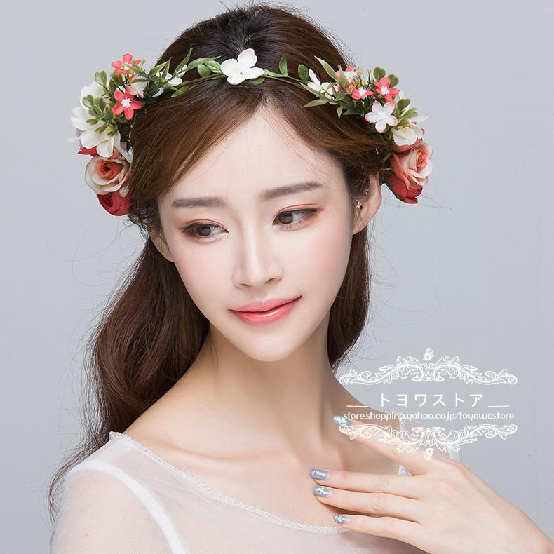 花冠 ウェディング 安い ティアラ リゾート 赤 子供花冠 造花 ヘッドドレス 髪飾り 手作り 花嫁 二次会 結婚式 フェス 森ガール ボヘミア hh155 トヨワストア 通販 Yahoo ショッピング