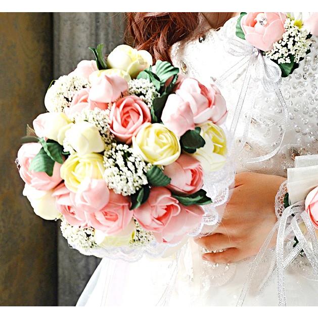 ウエディングブーケ ブートニア 安い 結婚式 ブーケ 花嫁 アレンジメント 披露宴 ウェディング用 造花 ブライダルブーケ 手作り｜toyowastore｜03