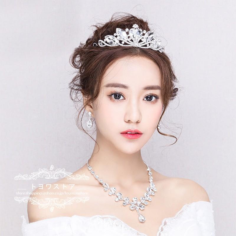 ティアラ クラウン ネックレス ピアス イヤリング 結婚式 髪飾り 花嫁 パーティー 披露宴 二次会 ウエディング ヘッドドレス 安い アクセサリー 3点セット pssjt022 トヨワストア 通販 Yahoo ショッピング