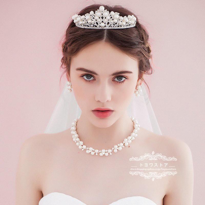 ウエディング ヘッドドレス 安い ティアラ ヘアピン ネックレス ピアス イヤリング 結婚式 髪飾り 花嫁 パーティー 二次会 ブライダルアクセ 3点セット パール pssjt139 トヨワストア 通販 Yahoo ショッピング