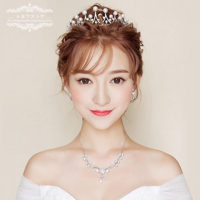 無条件 特別価格 ウエディングアクセサリー 3点セット ヘッドドレス ティアラ ネックレス ピアス イヤリング 結婚式 花嫁 パーティー 披露宴 二次会 ブライダルアクセセット 代引不可