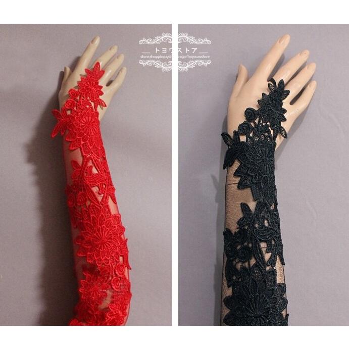 ウエディンググローブ ロング 結婚式 安い ロンググローブ 二次会 ブライダルグローブ 花嫁 パーティー手袋 フィンガーレス 赤 黒 白 刺繍 st047 トヨワストア 通販 Yahoo ショッピング