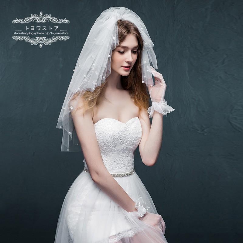 ブライダルベール ショートベール ウェディングベール オフホワイト ベールアップ バニラ スウィート 可愛い