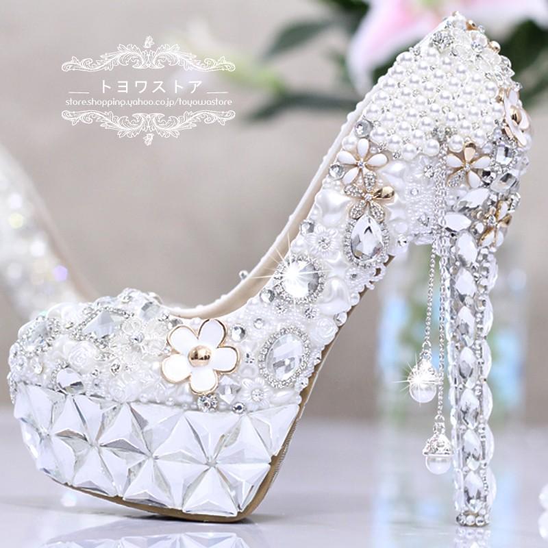 ウエディングシューズ 結婚式 ウェディングパンプス ハイヒール 二次会 パーティー パンプス ピンヒール 花嫁 ブライダル レディース靴 シンデレラ ビジュー Ythx0 トヨワストア 通販 Yahoo ショッピング