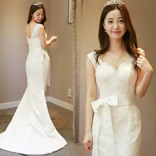 ウェディングドレス 二次会 マーメイドライン ウエディングドレス 安い 花嫁 ロングドレス 披露宴 結婚式 マーメイドドレス ブライダル サッシュリボン Wedding Ywhs087 トヨワストア 通販 Yahoo ショッピング