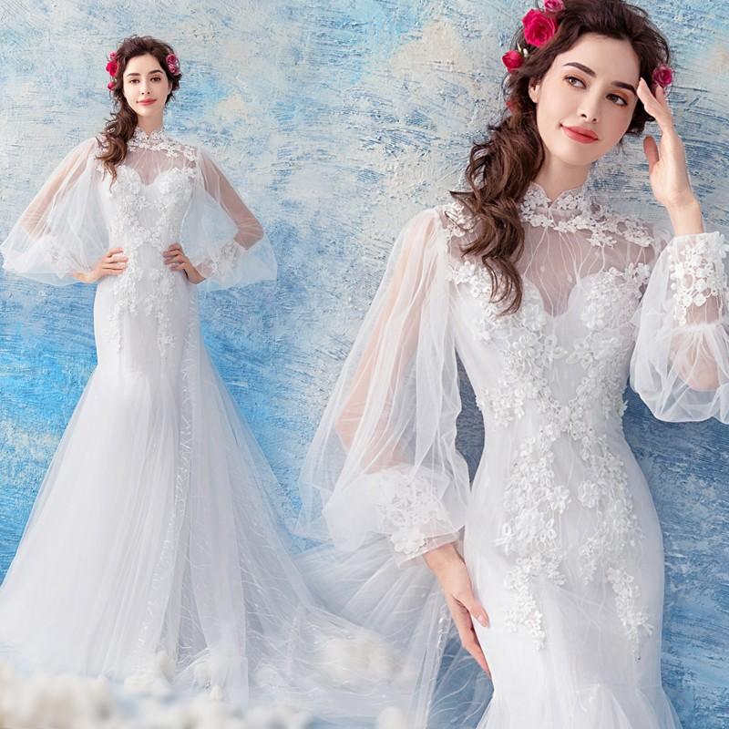 60 Off ウェディングドレス 結婚式 マーメイドライン 白 袖あり 安い 大きいサイズ 花嫁 ロングドレス 披露宴 パーティー 二次会 ブライダル Wedding Dress 独創的 Nutricell Co Id