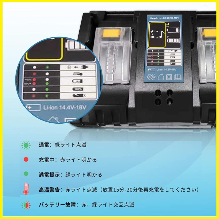 充電器 makita マキタ 互換 2口同時充電器 DC18RD 14.4v-18v対応