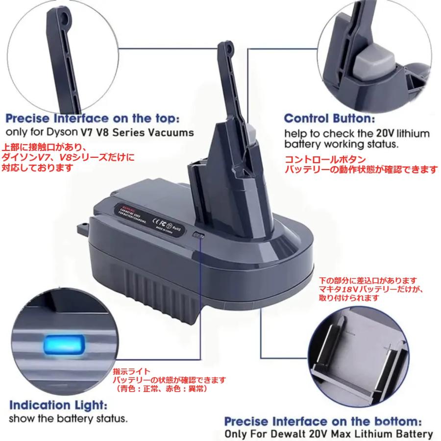 ダイソン Dyson V7 V8 アダプター マキタ 18V バッテリー変換