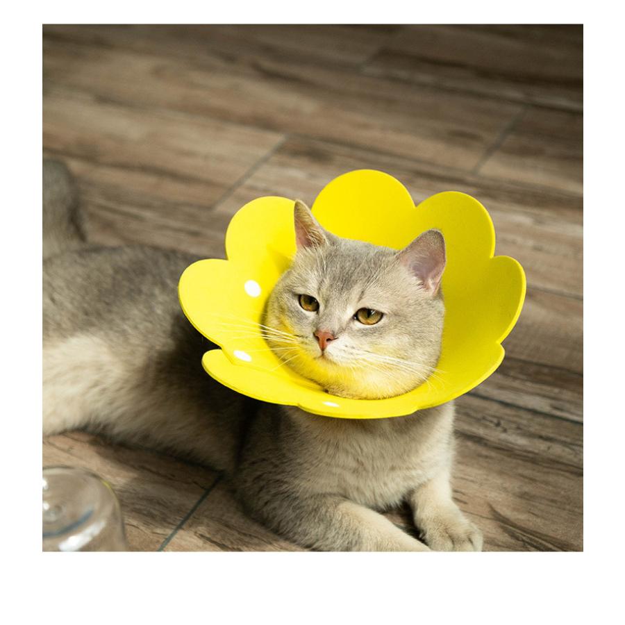 保障 可愛いお花 ネコ 猫用 Eva素材 軽量 ソフトエリザベスカラーs ストレス軽減 ペット用ソフトエリザベスカラーひまわり飾り 軽量術後傷口保護傷舐め防止 Lサイズ M