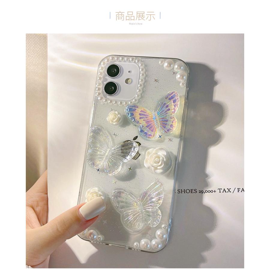 キラキラ バタフライ♪ iPhone 14 plus用ケースiPhone13/12promax/14