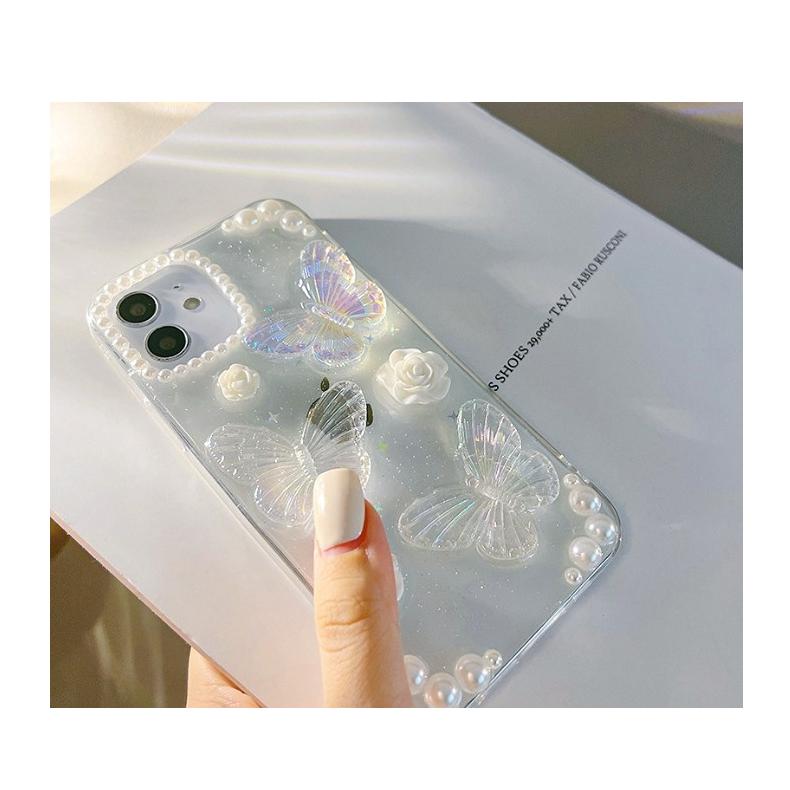 キラキラ バタフライ♪ iPhone 14 plus用ケースiPhone13/12promax/14