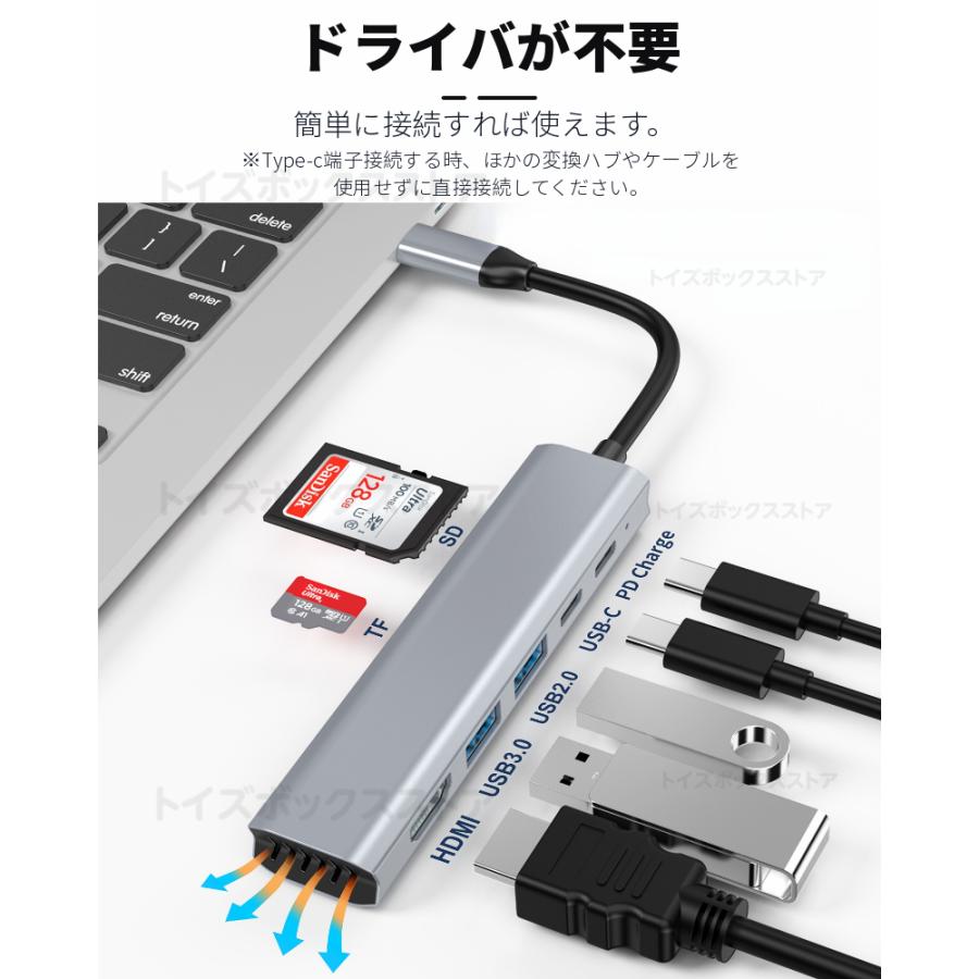 7in1 USB C ハブ 7ポート USB3.0 Type-C ハブ HUB HDMI 変換アダプター ハブ PS4/Switch対応 4K HDMI出力 PD急速充電 SDカードスロット TFカードリーダー｜toysboxstore｜05