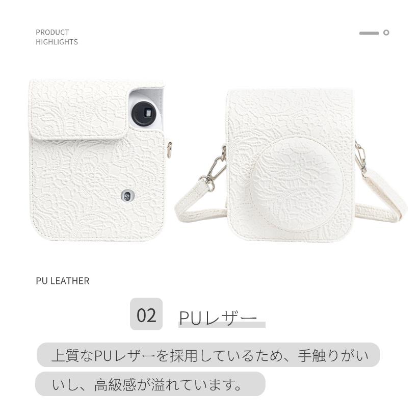 富士 instax mini 12 用レザーケース FUJIFILM インスタントカメラチェキinstax mini 12 用カバー収納ポーチバッグ ストラップ ボディージャケット レザーケース｜toysboxstore｜03