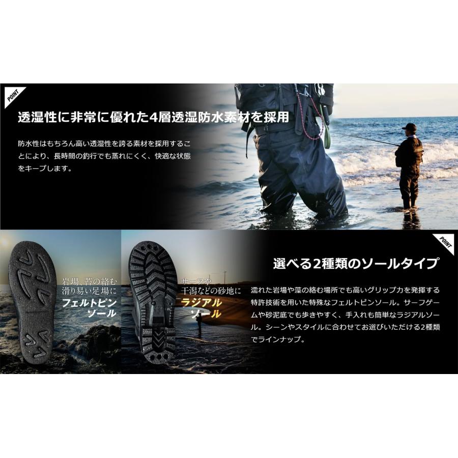 JACKALL(ジャッカル) ブリーザブル シーク ウェーダー フェルトピンソールモデル XXXL 29~29.5の画像