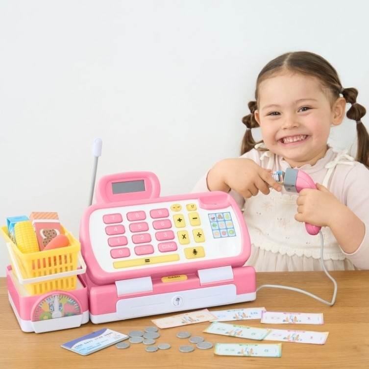 スキャンできるよ！お買い物ショッピングレジスター ピンク トイザらス