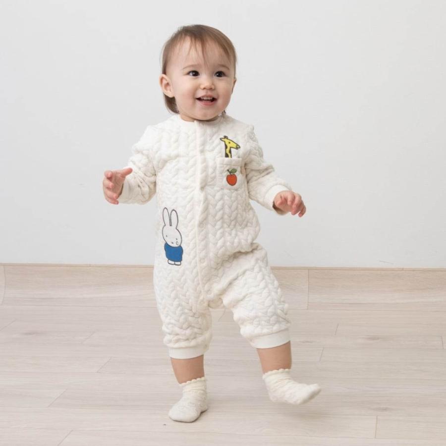 miffy ミッフィー 長袖カバーオール ニット ナチュラル×70cmベビーザら