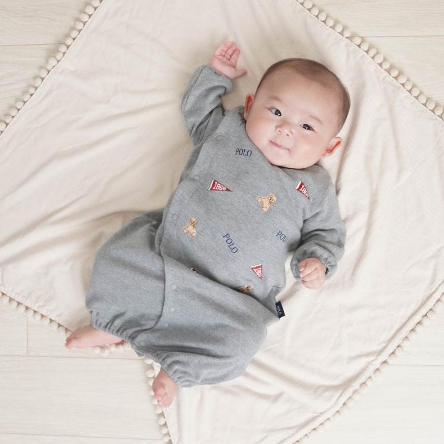 箱無し　ディオール　ベビー服　美品　一度のみ着用　グレー POLO BCS 前総刺繍ドレスオール グレー×50-70cm ベビーザらス限定