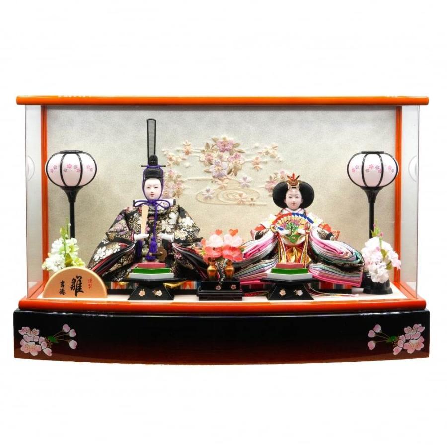 大幅値引き　親王飾り 童春作 ケース入 美品 雛人形】ケース親王飾り「桜刺繍茶ぼかしアクリル」（322125