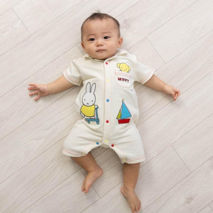 miffy ミッフィー 半袖カバーオール デニムニット ナチュラル×70cm ベビーザらス限定
