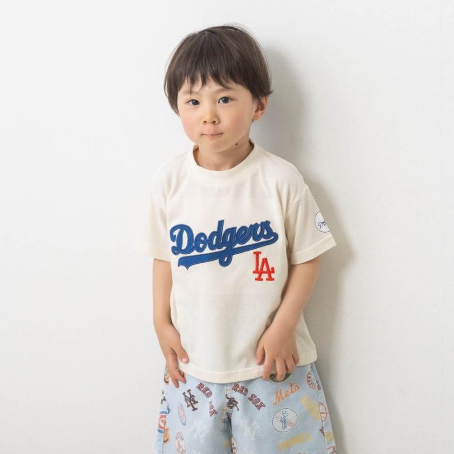 MLB ユニフォーム風Tシャツ ドジャース オフホワイト×90cm ベビーザら 