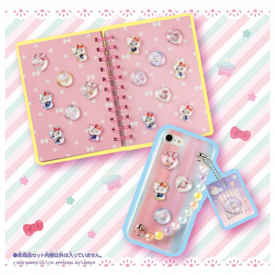 d*7様 ハローキティ　花と蝶　プチタオル　チャーム　ストラップ　シール　セット キラ☆ガチャシール ぷっくりドロップ 専用別売りセット ハローキティ