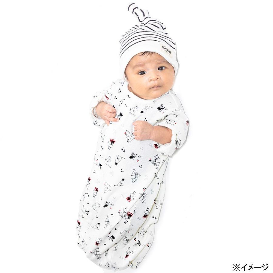 MOOMIN 新生児2WAYドレス 帽子付き 総柄 ムーミンファミリー（ホワイト
