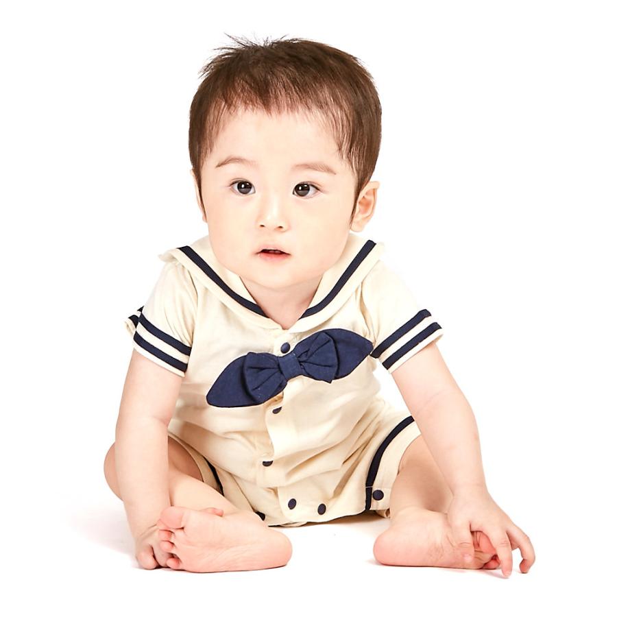 ベビーザらス限定 アイラブパパママ 半袖セーラー襟付きロンパース アイボリー 70 80cm トイザらス ベビーザらスヤフー店 通販 Yahoo ショッピング