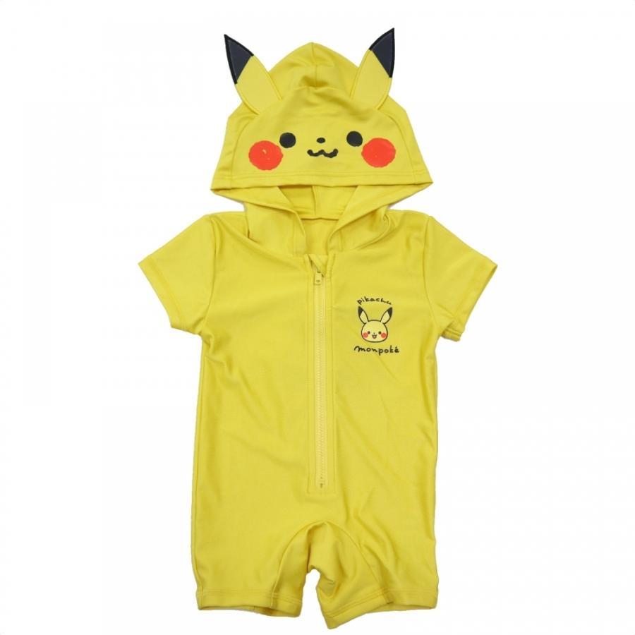 ディスカウント モンポケ ピカチュウ なりきりフード付き水着 イエロー 90cm Columbiatools Com
