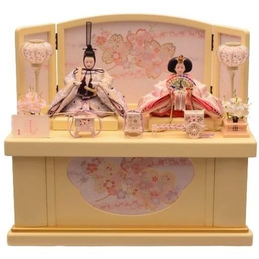 雛人形】収納飾り 親王飾り「宮さくらパールホワイト」 (605848