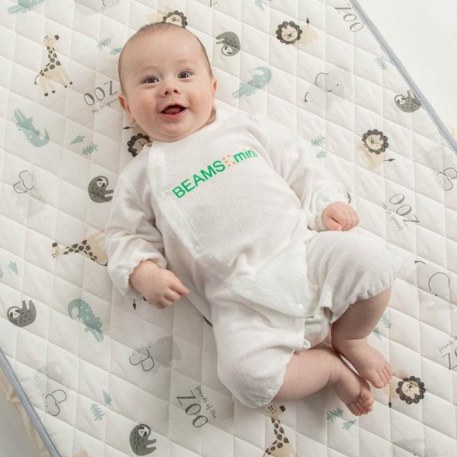 BEAMS mini 長袖前開きロンパース ロゴ ビームスミニ(ホワイト×60-70cm