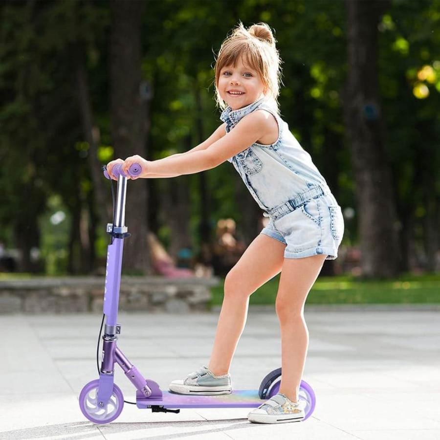 トイザらス キックボード キックスクーター 子ども 大人 折りたたみ パープル ハンドブレーキ付き 145mmキックスクーター（ポップラベンダー