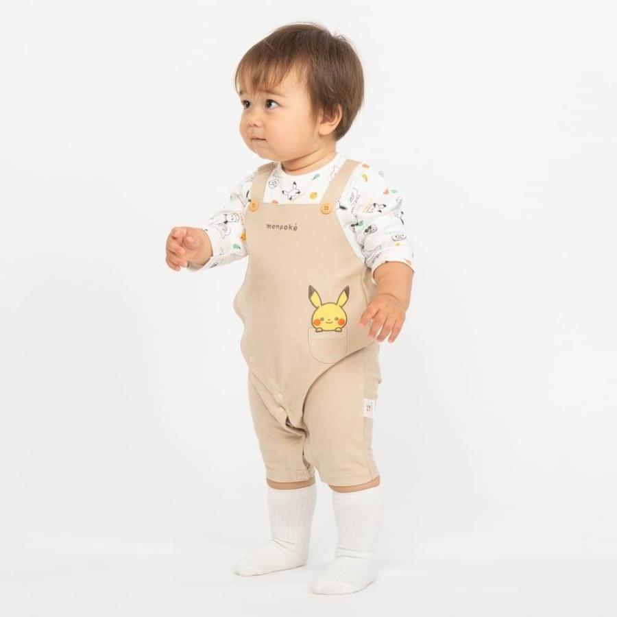 monpoke モンポケ サロペット風ロンパース(ベージュ×80cm monpoke モンポケ サロペット風ロンパース(ベージュ×80cm
