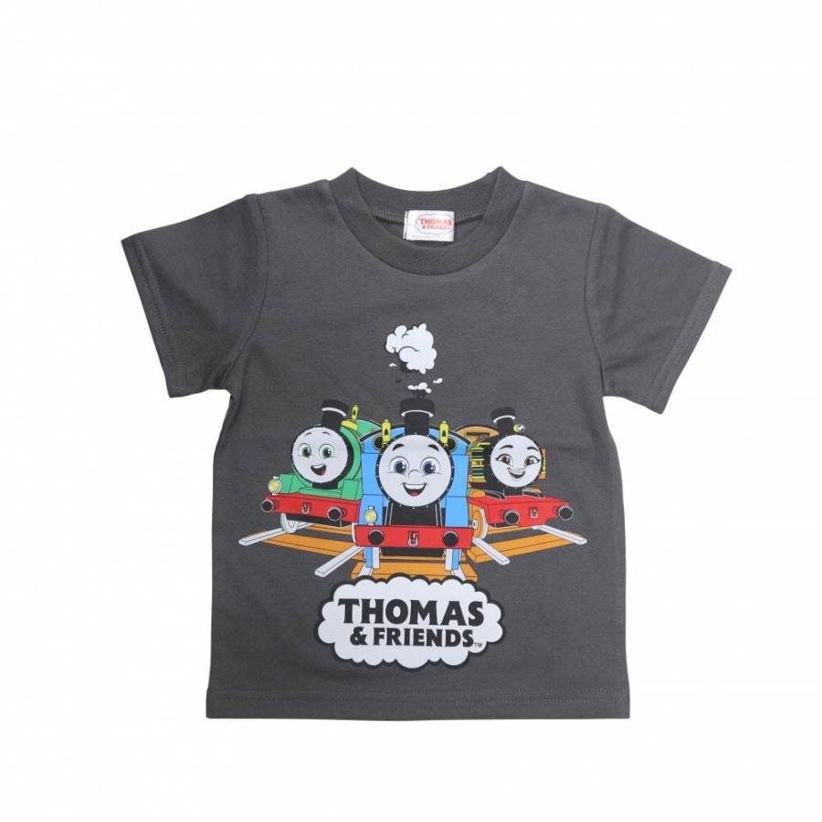 THOMAS トーマス 半袖Tシャツ 天竺 集合アート(チャコール×100cm  