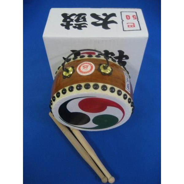 国産手作り本格皮和太鼓 巴 50号 バチ2本付き 日本製 : トイスタジアム