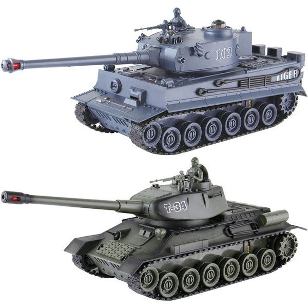 童友社 RCワールドバトルタンク ドイツ タイガーI型+ソ連 T-34 2台