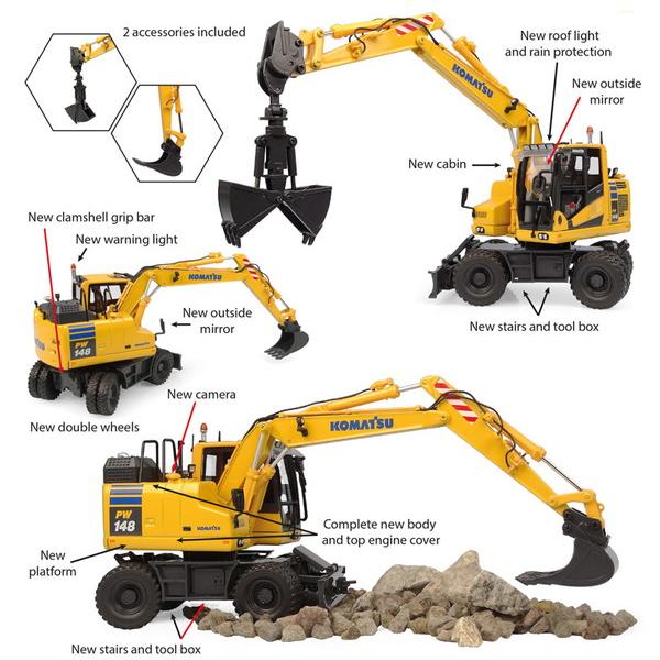 KOMATSU PW148-11 ミニチュア 1:50 コマツ レア 開封品 UNIVERSAL HOBBIES 1/50 コマツ PW148-11 ハイドローリック ホイール
