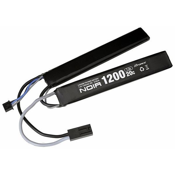 電動ガン用リポバッテリー 充電池 Noir LiPo 7.4V 1200mAh　SOPMOD対応 サドルパック　ネコポス送料無料｜toystadiumookawaya