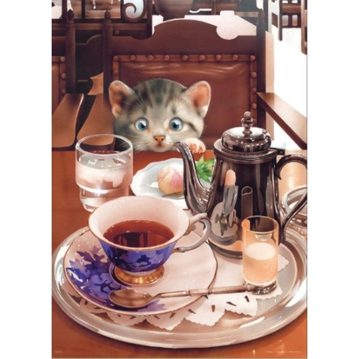 ジグソーパズル 500ピース 村松誠 ティータイムと子猫 38×53cm 06-519s