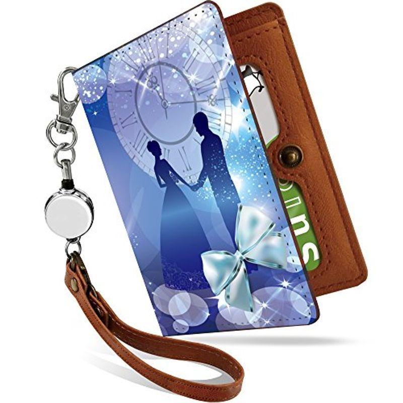 パスケース 定期入れ リール付き かわいい シンデレラ シルエット 青 キャラ イラスト 二つ折り 中がみえない おしゃれ レディース 童話 交換無料