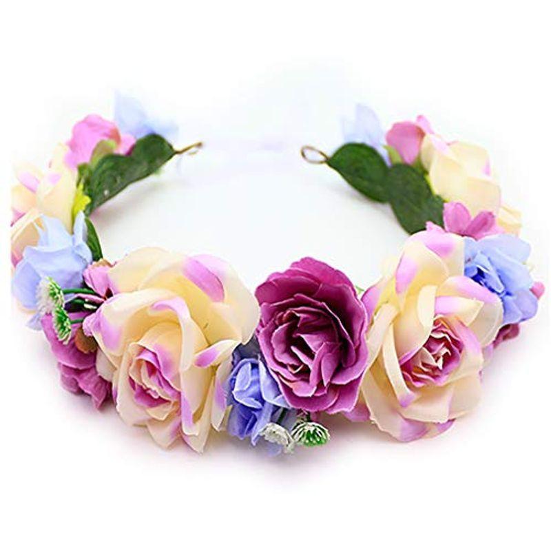 花かんむり 花冠 バラ 花かんむり 紫系 ヘッドドレス ハワイアン ウエディング ドレス花冠 Fhkan067pecm Xtrnuqetqe Abr Ee