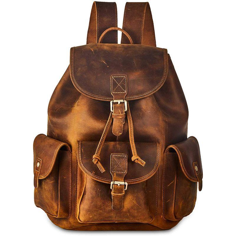 Brass Tacks メンズファッション クレイジーホースレザー メンズ クラシック バッグ リュックサック クレイジーホースレザー アメリカの ブランド ノートパソコン ブ Toy Toy バックパック男 Toy アウトレット用品