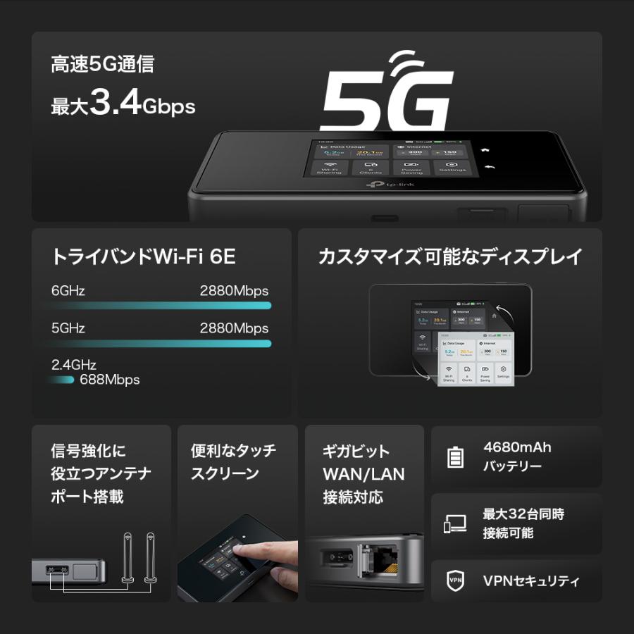 TP-Link 5G対応 モバイルWi-Fi TP-Link M8550 最大3.4Gbpsの