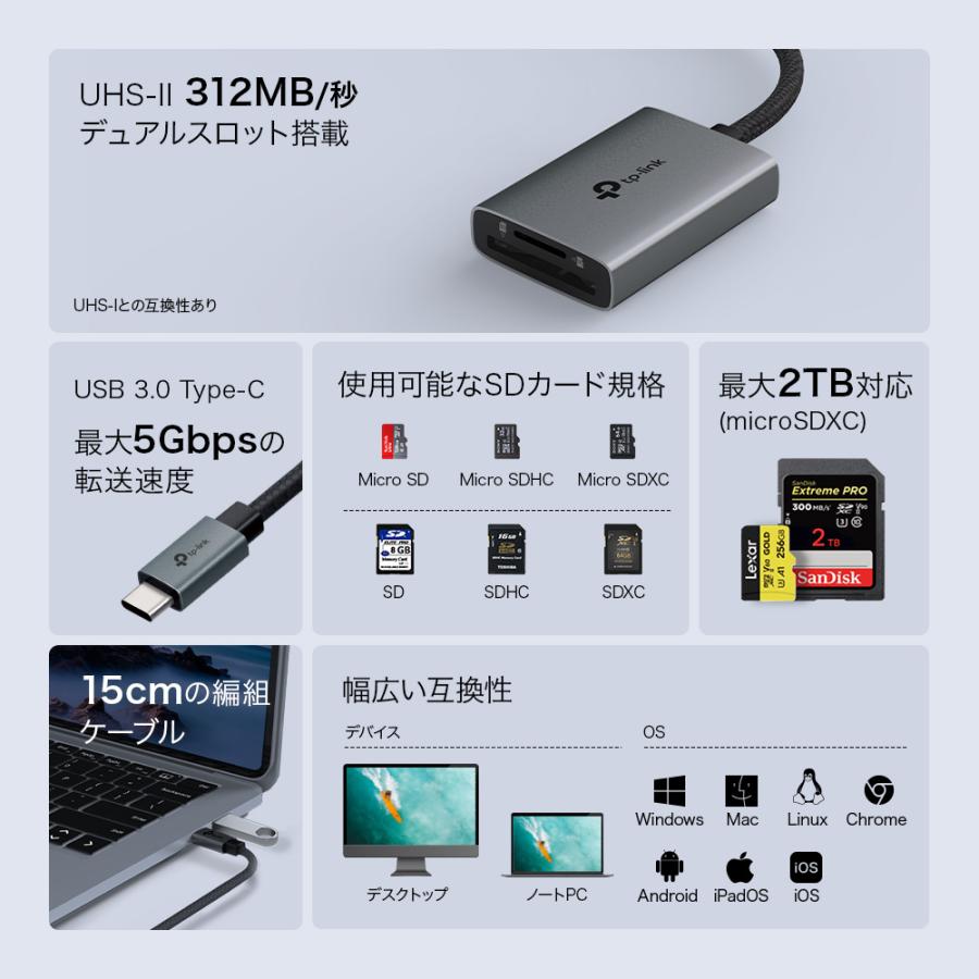 TP-Link 【新発売】 USB-C SD4.0カードリーダー コンパクト 小型軽量