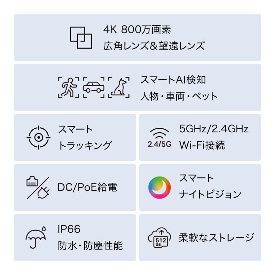 【レビュー特典】合計1600万画素★2眼レンズ 800x800万画素 Tapo C575D 防犯カメラ 屋外 IP66 2方向を同時に撮影 DC/PoE給電対応 最大18倍のズーム | TP-Link | 03