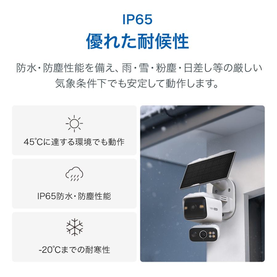 TP-Link ソーラーパネル付 デュアルレンズ パンチルト 屋外 防犯カメラ