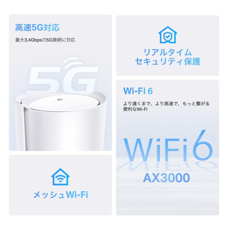 TP-Link Wi-Fi6対応 メッシュWi-Fi 無線lanルーター Deco X50-5G TP-Link Wi-Fi6対応 メッシュWi-Fi 無線lanルーター Deco X50-5G
