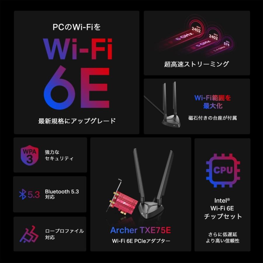 Bluetooth アダプター 5.3 PCIe　アダプター Archer TXE75E Wi-Fi6E 無線LAN子機　wifi子機_3