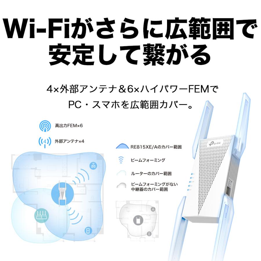 TP-Link WiFi6E トライバンド無線LAN中継器 RE815XE/A 2402+2402 TP-Link WiFi6E トライバンド無線LAN中継器 RE815XE/A 2402+2402