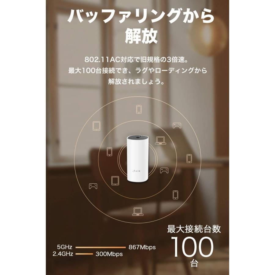 【コスパ絶好】WiFiルーター 無線LANルーター 次世代メッシュネットワークシステム　無線ルータ　Wi-FiシステムTP-Link  Deco M4 (1ユニット)英語外箱｜tplink｜06