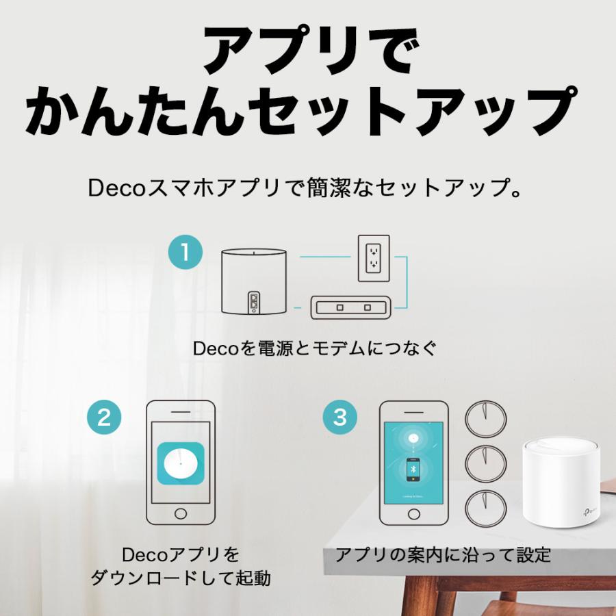 Wi-Fi6 11ax対応メッシュWi-Fiシステム Deco X60 2ユニット 4804＋574Mbps AX5400 Wi-Fiの死角をゼロに 3年保証｜tplink｜07